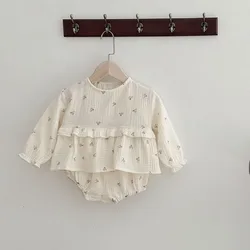 Conjunto MILANCEL Bebé – Camiseta floral manga larga + bombacho algodón