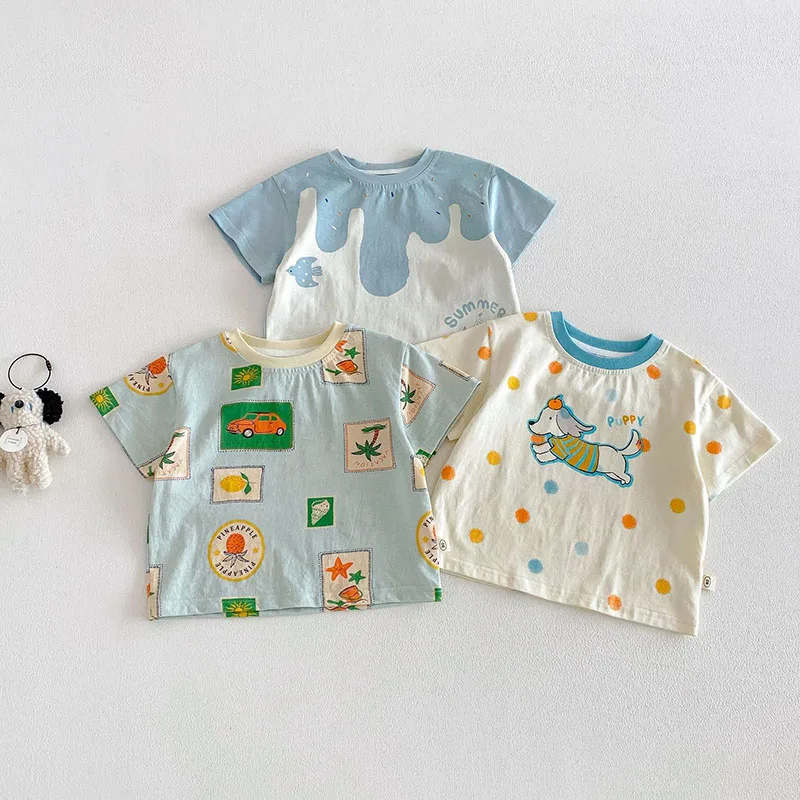 MILANCEL Camiseta verano para niñas con estampado de cachorros - imagen 2