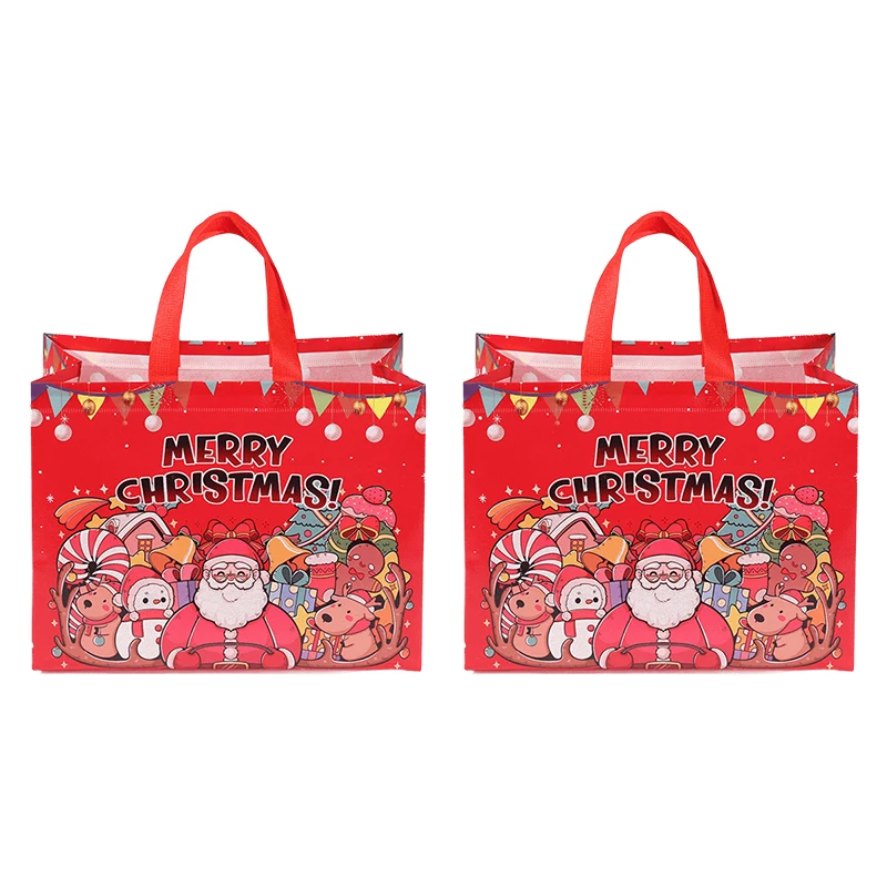 Bolsa de regalo de Navidad con motivos de Santa y muñeco de nieve