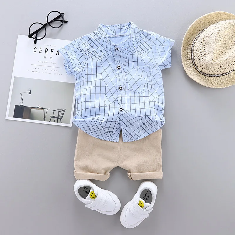 Conjunto de verano para bebé con camisa a cuadros y pantalones cortos - imagen 3