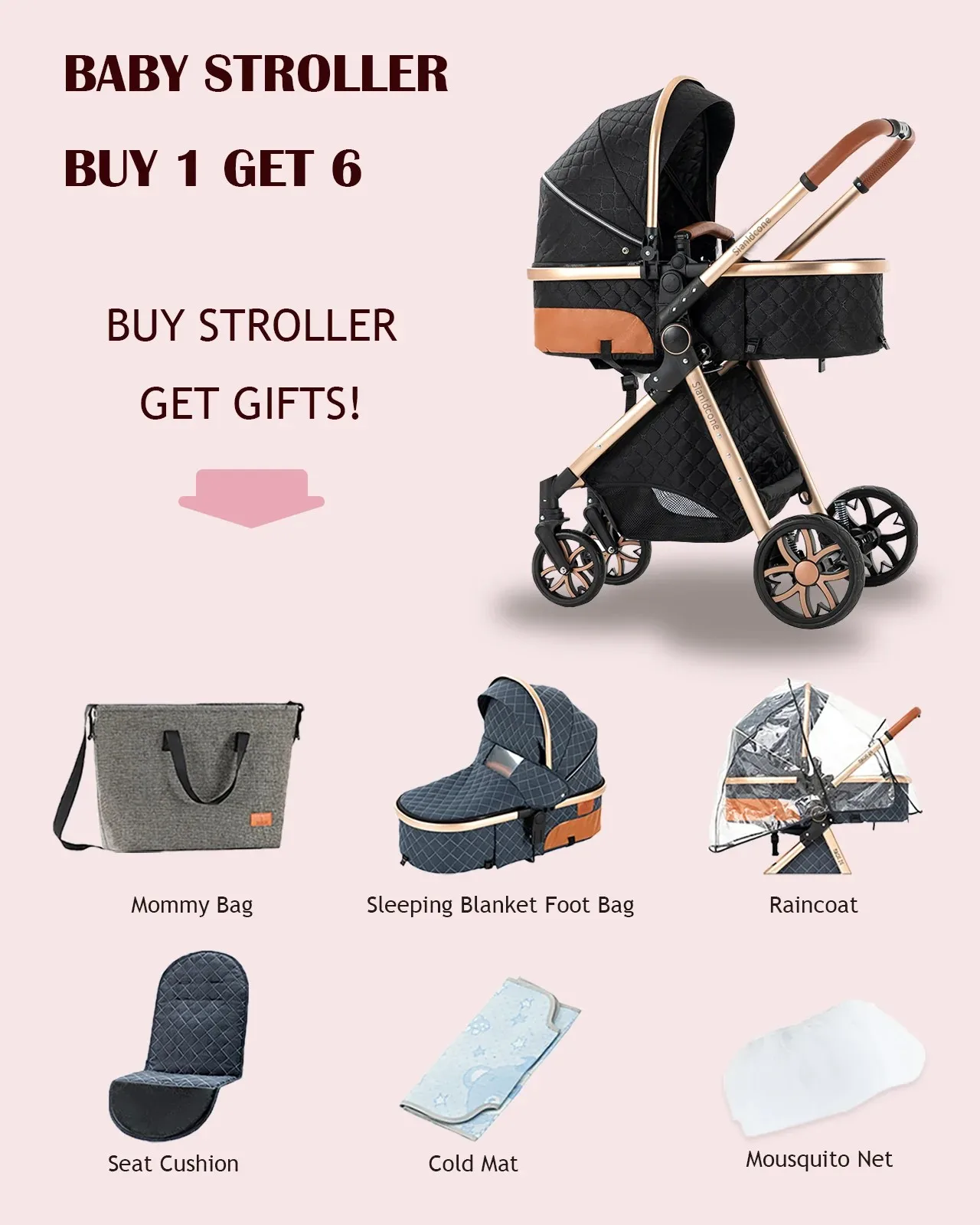 Cochecito bebé multifunción con capazo y sillita de coche - imagen 2