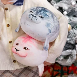 Almohada de peluche 3D azul y rosa con sello suave