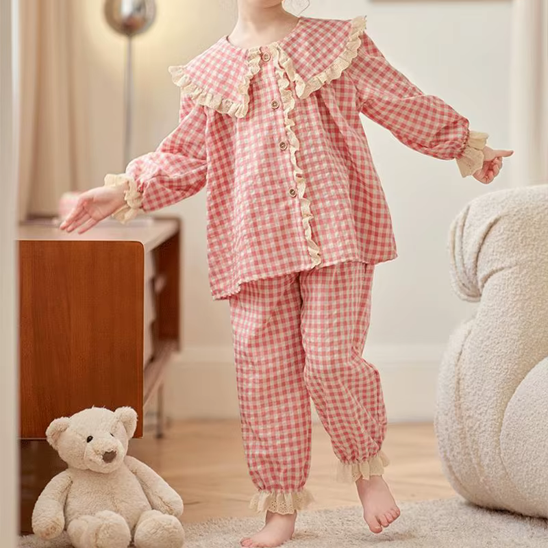 Pijama de cuadros con volantes para niña - Primavera/Otoño - imagen 5