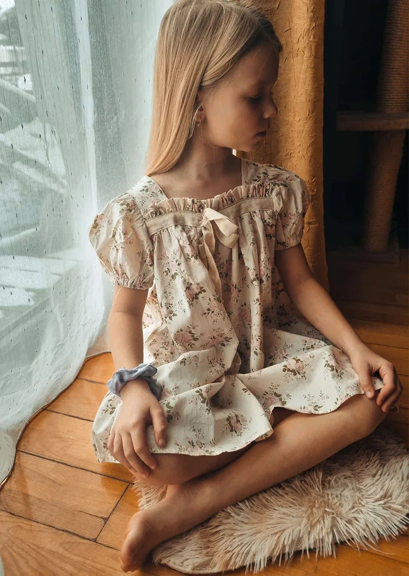 Vestido de niña MILANCEL con forro y manga globo floral para fiesta - imagen 3