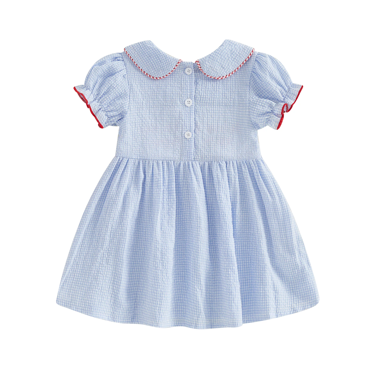 Vestido de Pascua para niña – Manga corta corte A con bordado cruzado