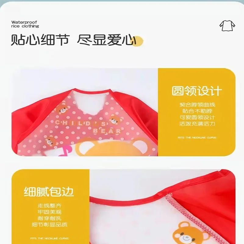 Vista del babero infantil para proteger la ropa durante la alimentación