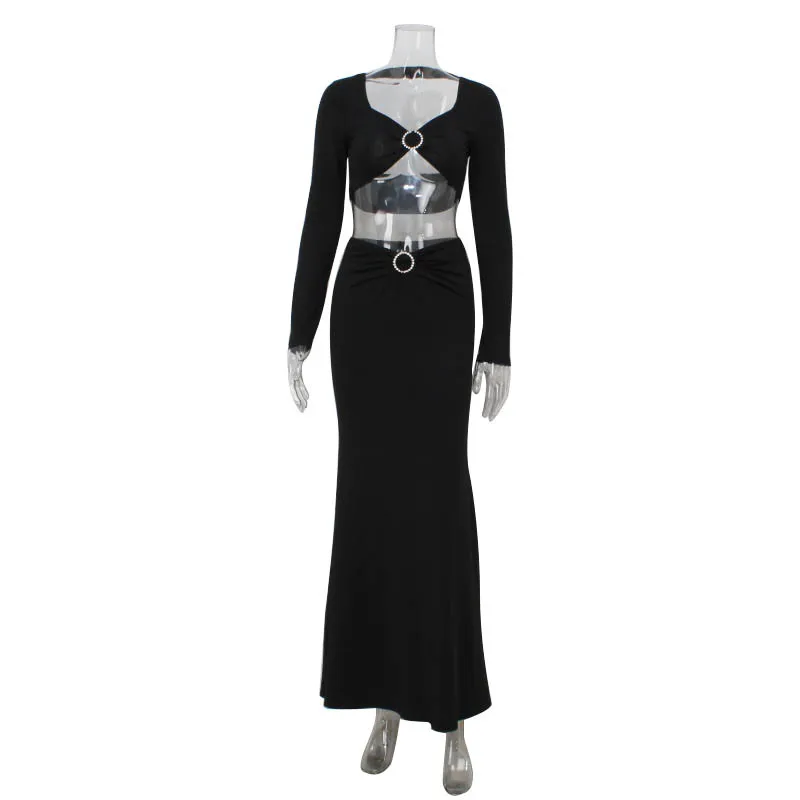 Detalle de la caída del vestido de embarazo