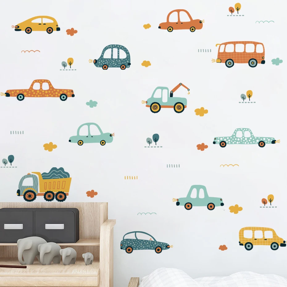 Pegatinas de pared PVC con coches de dibujos para infantil - imagen 5