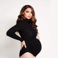 Body premamá de manga larga ajustado con elástico para fotos