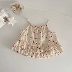 Camiseta sin mangas para bebé niña con puntos coloridos de verano