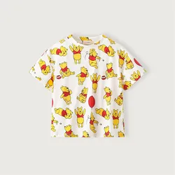 Camiseta infantil manga corta de oso estampado con cuello redondo