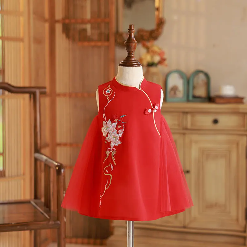Vestido de verano para niñas sin mangas con bordado floral - imagen 2