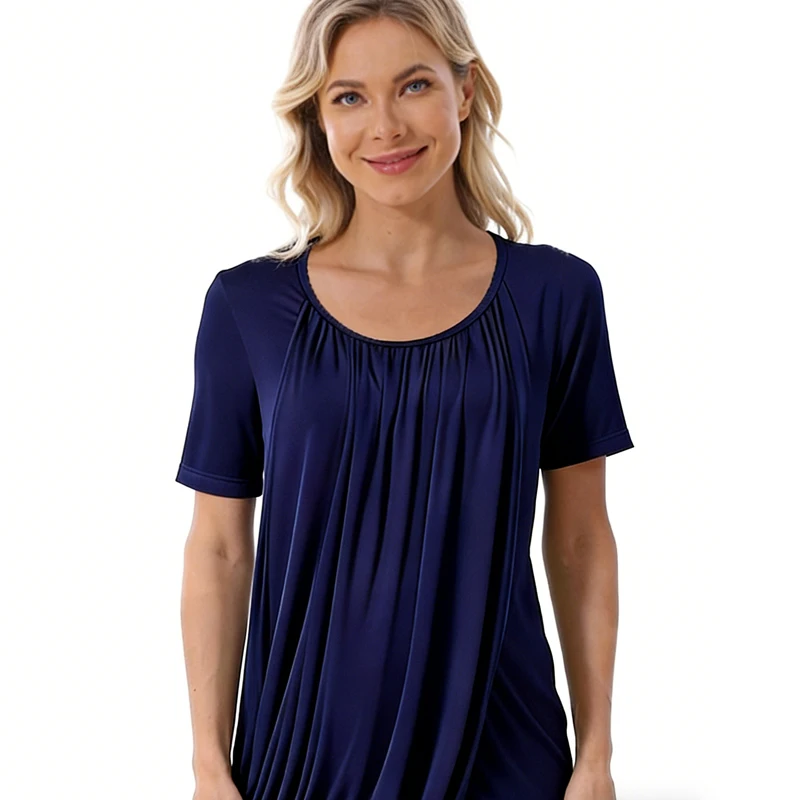 Vestido de lactancia modal suave para verano manga corta con volantes - imagen 3