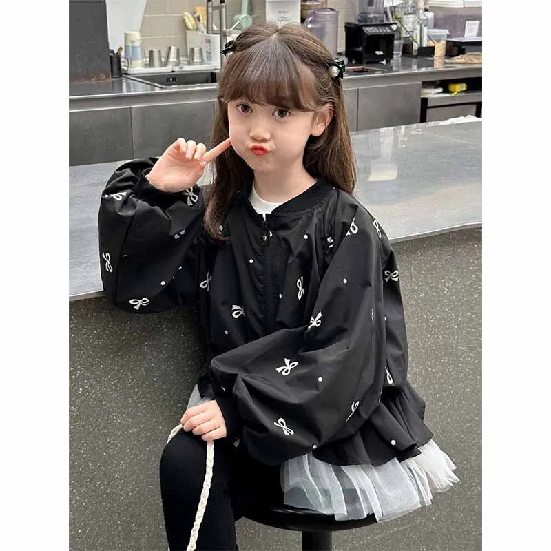 Abrigo infantil con lazo para niña – Chaqueta cortaviento ligera - imagen 5