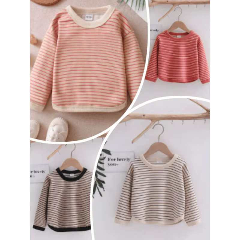 Sudadera con capucha a rayas para niños manga larga de entretiempo - imagen 2
