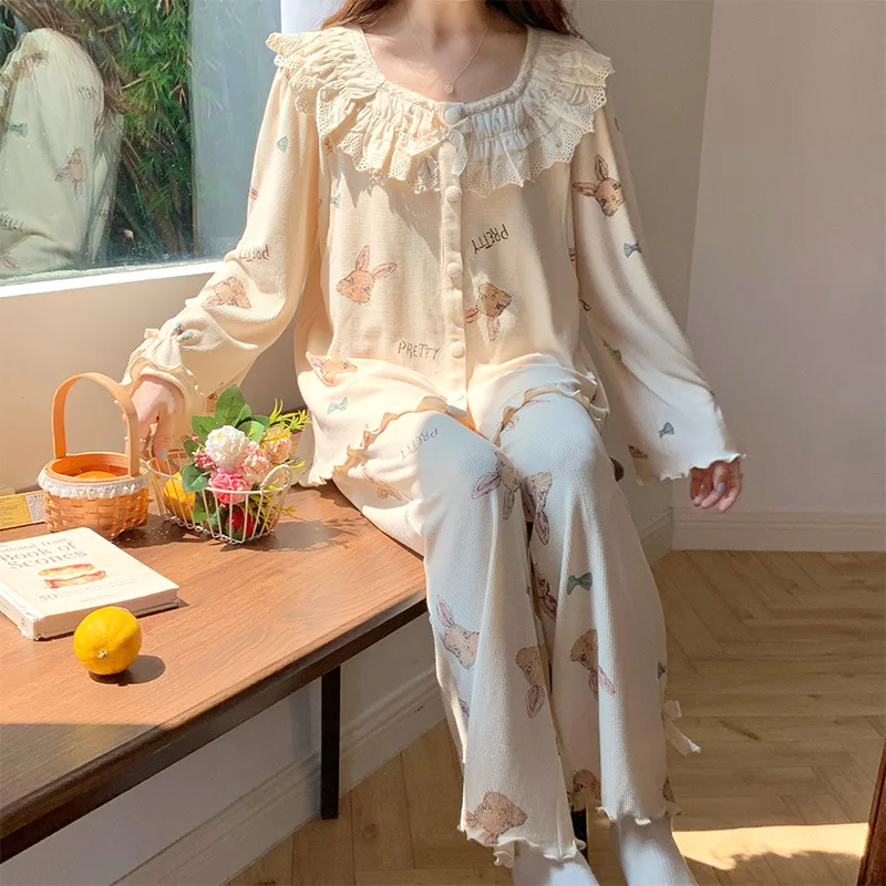 Pijama de lactancia algodón ligero transpirable para maternidad