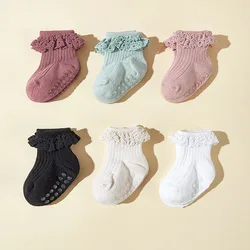 Milancel calcetines bebé de otoño en tubo con encaje suave para niña