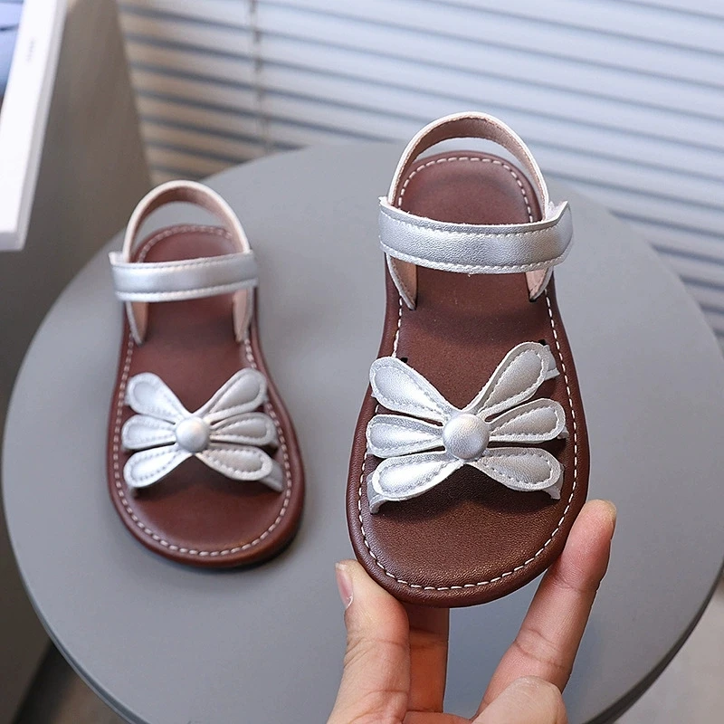 Sandalias de bebé niña con flor y suela blanda, estilo princesa - imagen 4
