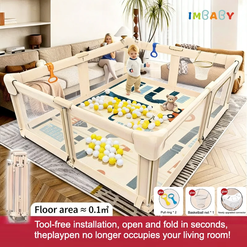 IMBABY Corralito plegable de seguridad sin herramientas para bebés - imagen 2