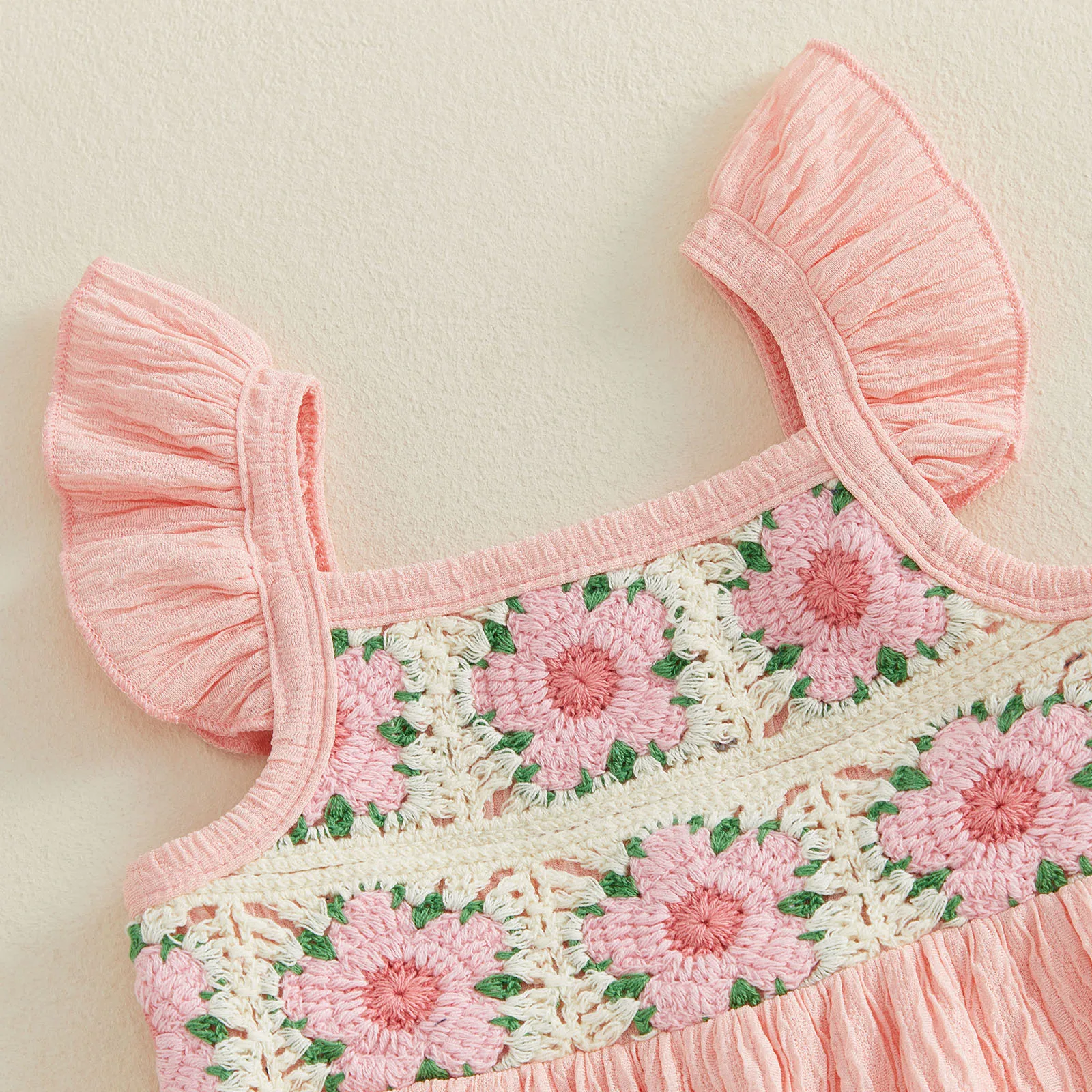 Conjunto de verano para niña: top de ganchillo con volantes y shorts - imagen 5