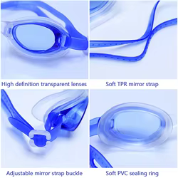 Gafas de natación antivaho para niños con clip nasal y tapones