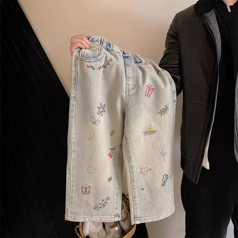 Pantalones vaqueros elásticos rectos sueltos para niños – Primavera - imagen 4