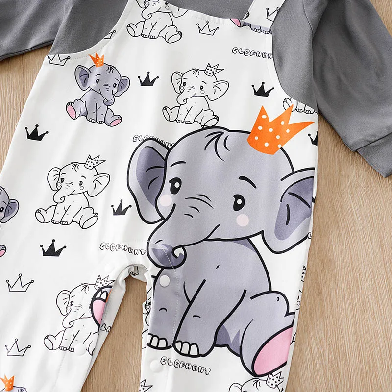 Pijama mono bebé recién nacido manga larga con elefantes - imagen 4