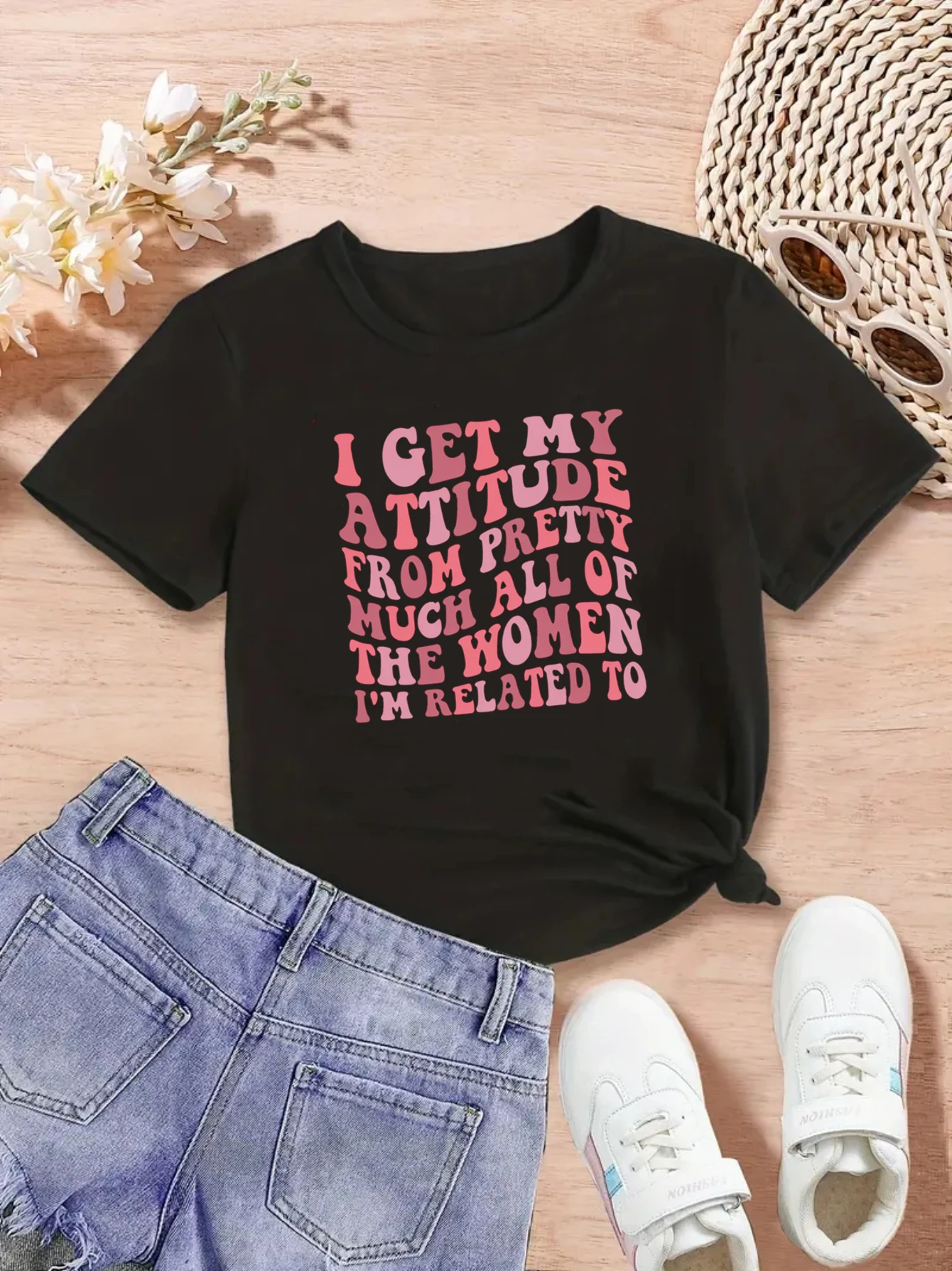 Camiseta de niña con estampado de letras, estilo divertido moderno - imagen 3