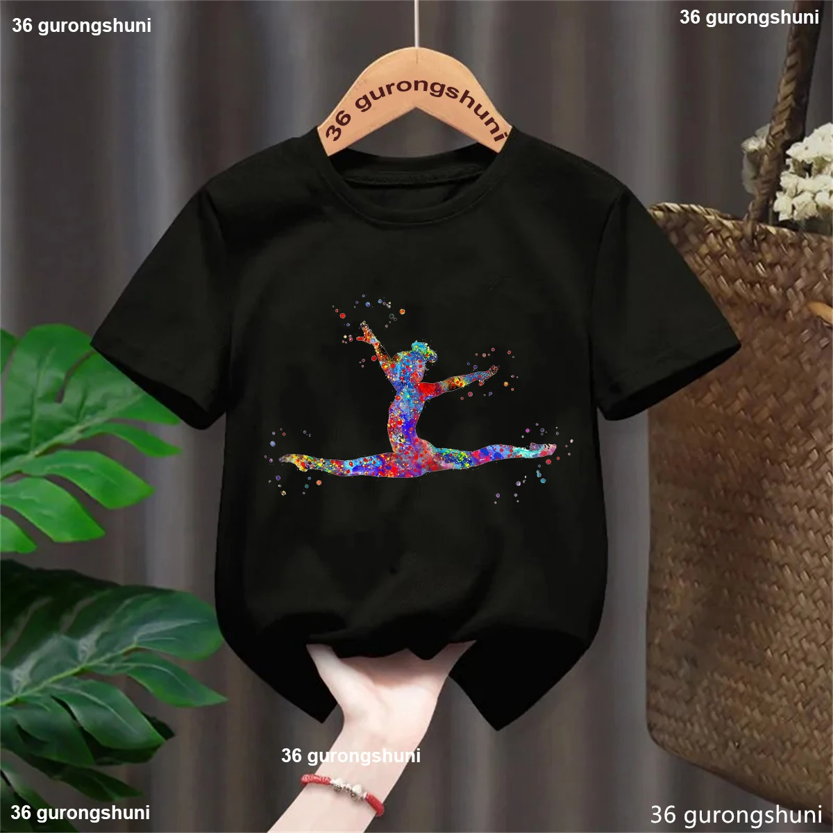 Camiseta bebé manga corta con abertura de pie acuarela