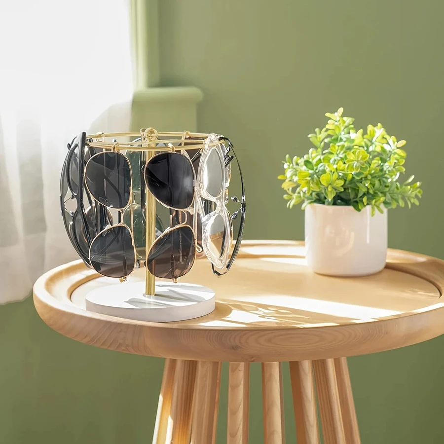 Soporte elegante para gafas de sol con fondo de madera 12 pares