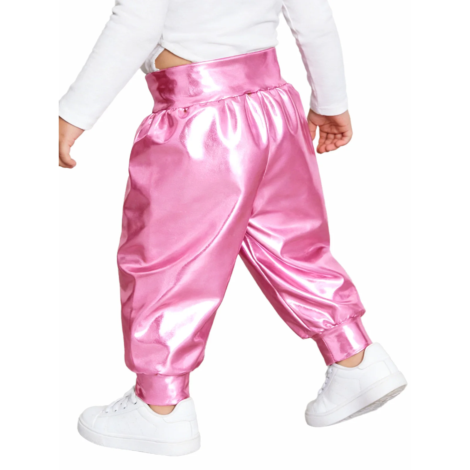 Pantalones metálicos brillantes con cintura elástica para bebé - imagen 5