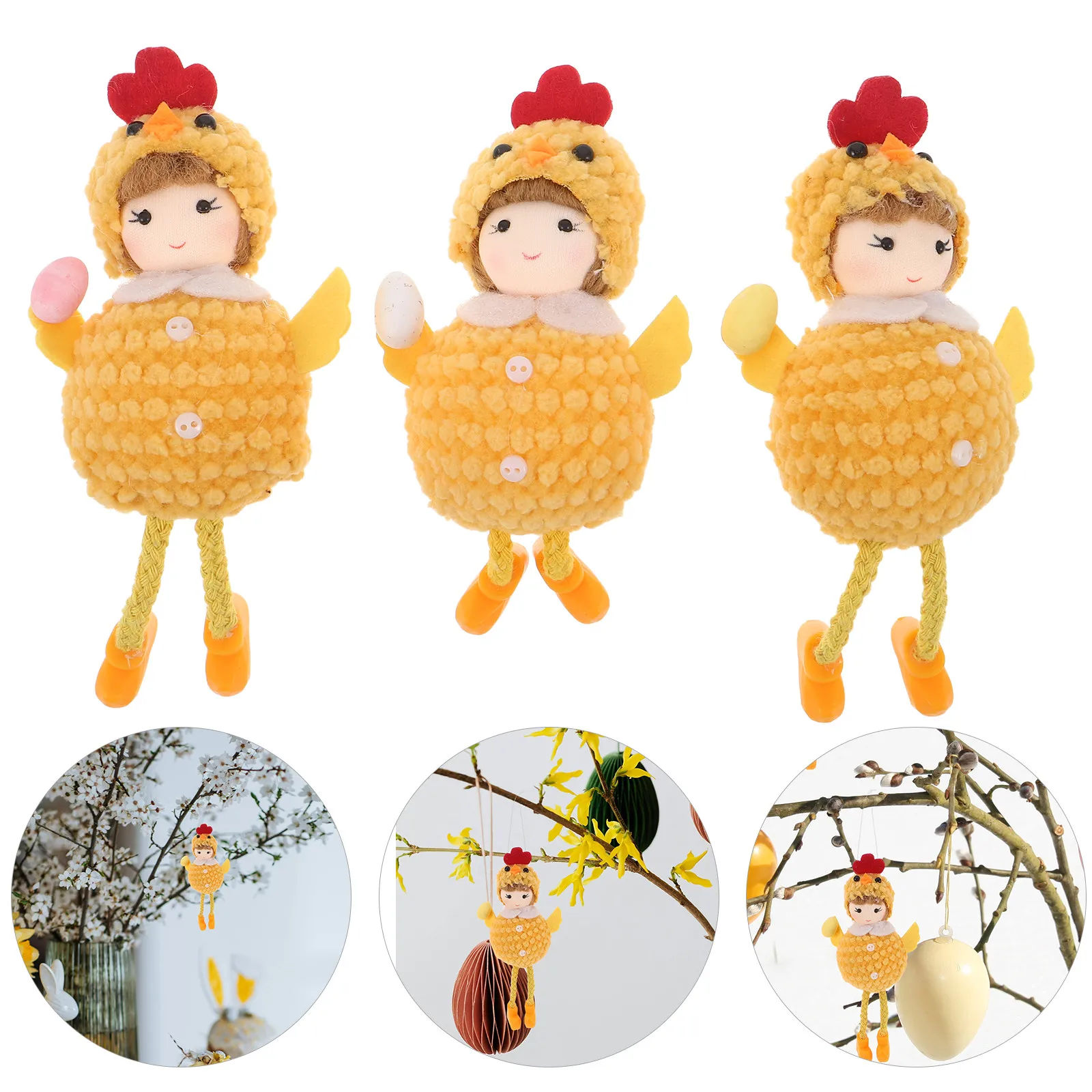 Adornos de Pascua para colgar con pollito y sombrero - imagen 5