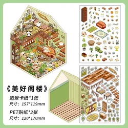 Pegatina 3D de mascota con paisaje en miniatura divertida
