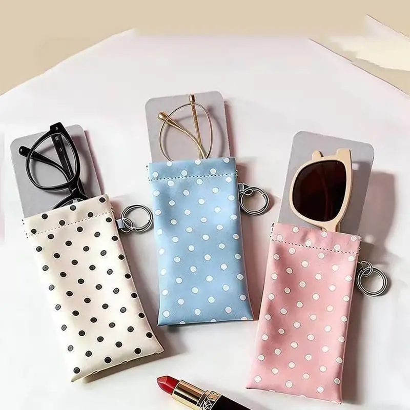 Estuche para gafas portátil con cierre automático y diseño de puntos - imagen 3
