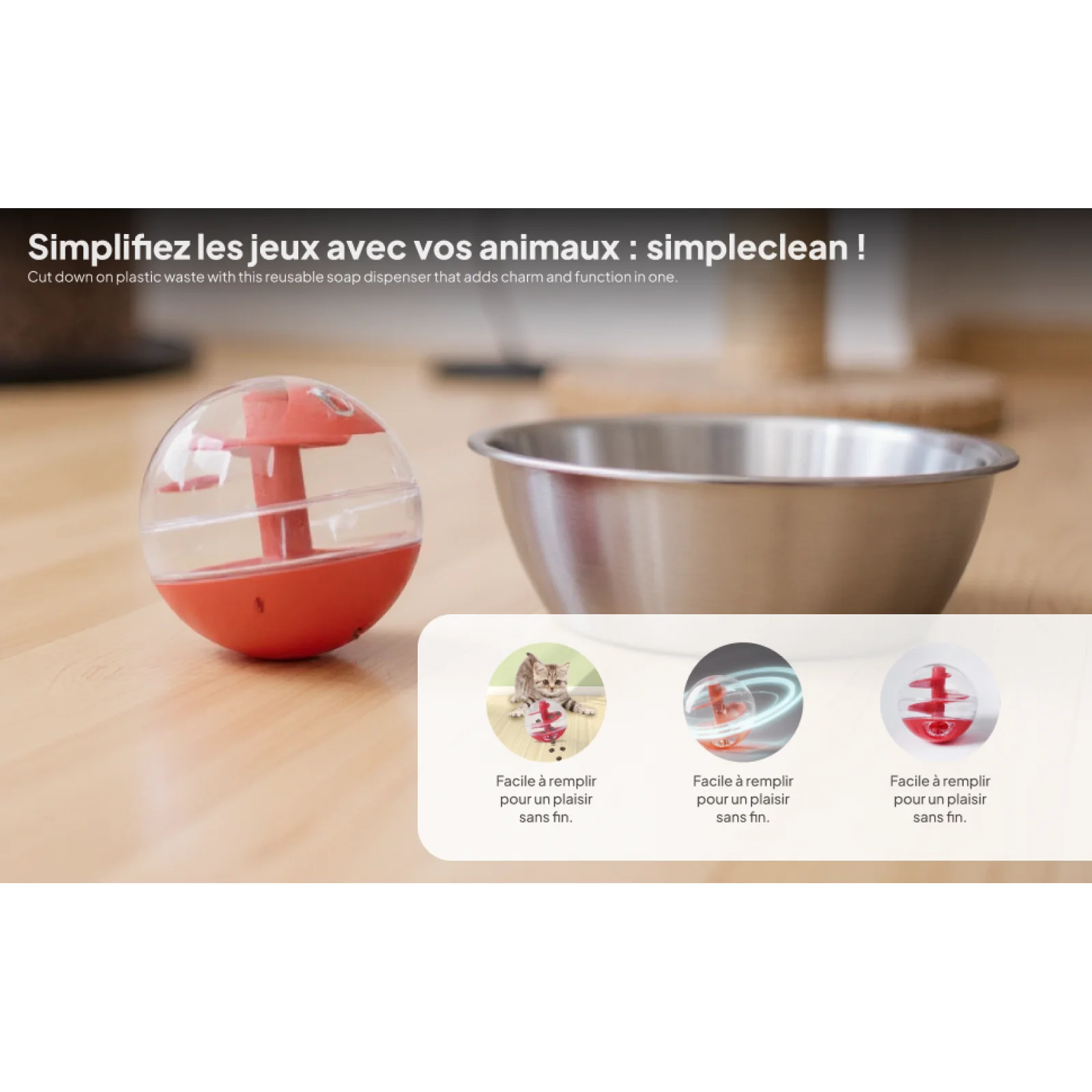 Juguete dispensador de comida interactivo pelota para perros y gatos - imagen 5