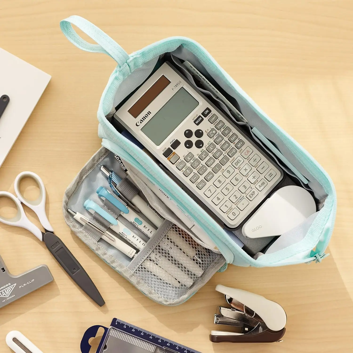 Estuche escolar infantil de tela con compartimentos – Grande