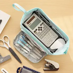 Estuche escolar infantil de tela con compartimentos – Grande