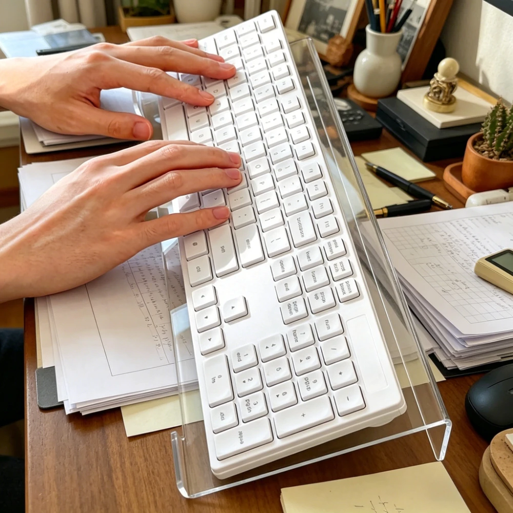Soporte para teclado de acrílico inclinable para escritura ergonómica - imagen 4