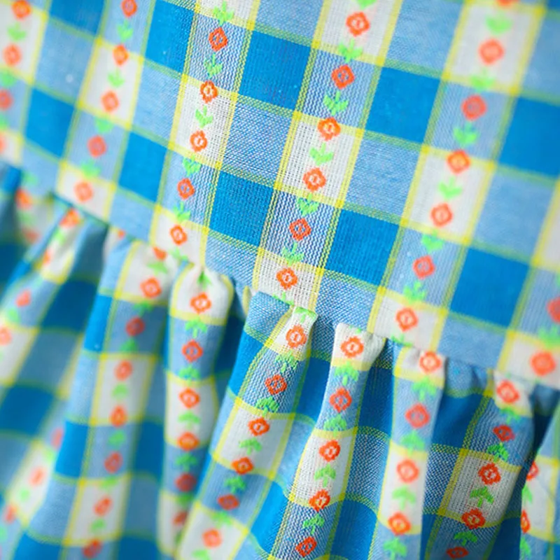 Conjunto vestido princesa a cuadros de verano para bebé con sombrero - imagen 4