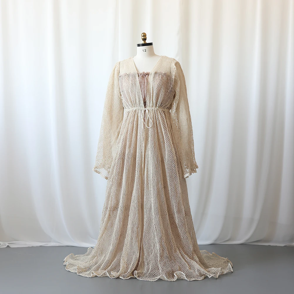 Vestido maternidad bohemio de ganchillo para sesión fotográfica - imagen 3