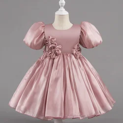 Vestido de bebé tutú con manga burbuja para fiesta elegante