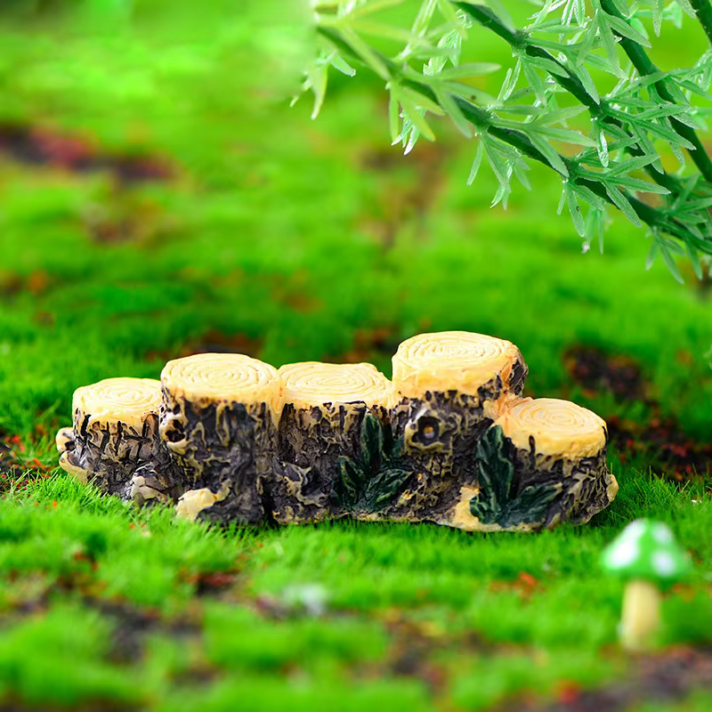 Figura miniatura de tocón de árbol para jardín de hadas - imagen 5