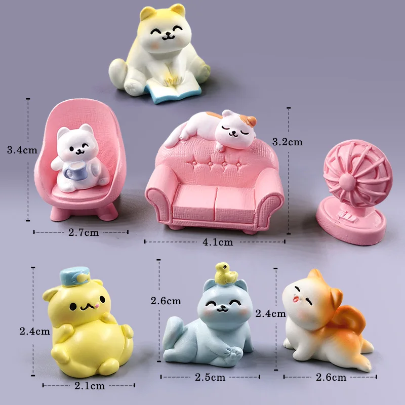Estatuilla de gato para jardín de hadas en miniatura - imagen 2