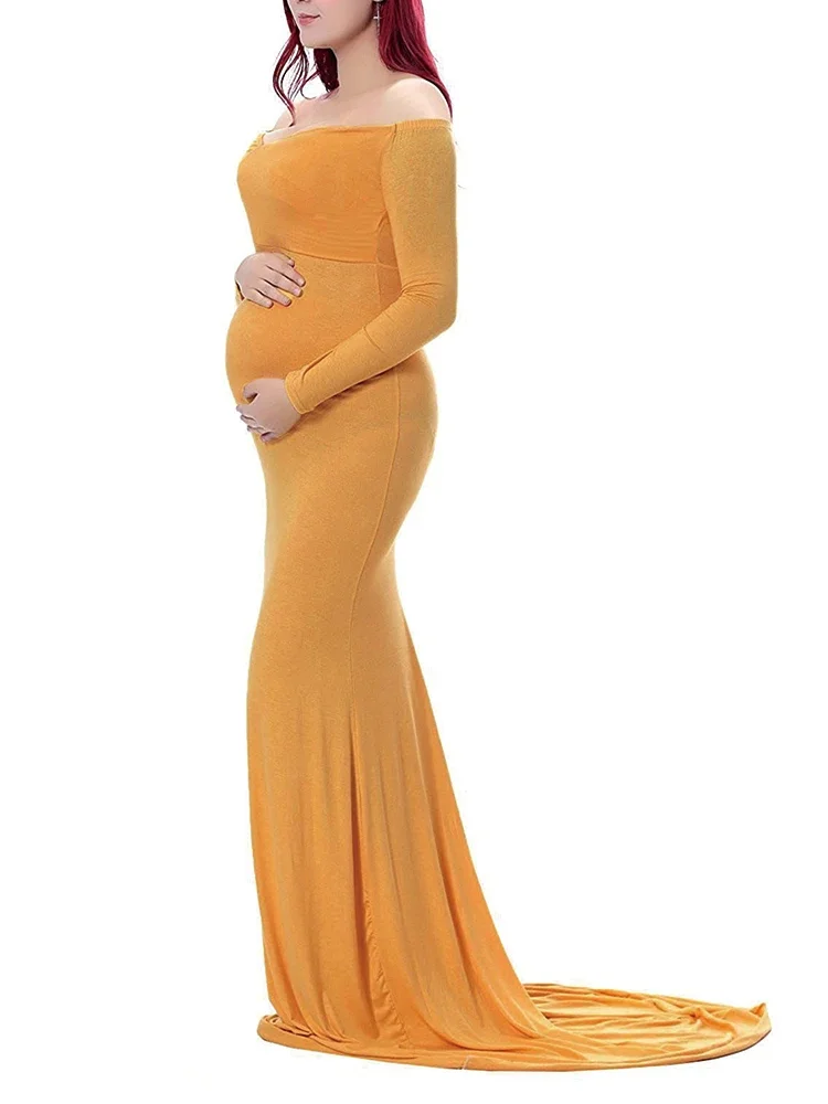 Vestido de maternidad blanco largo hasta el suelo para fotos - imagen 3