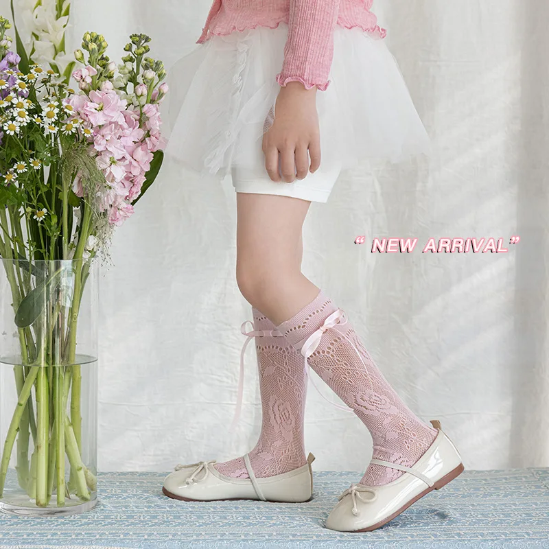 Calcetines de encaje con lazo para niña – Estilo verano malla fina - imagen 5