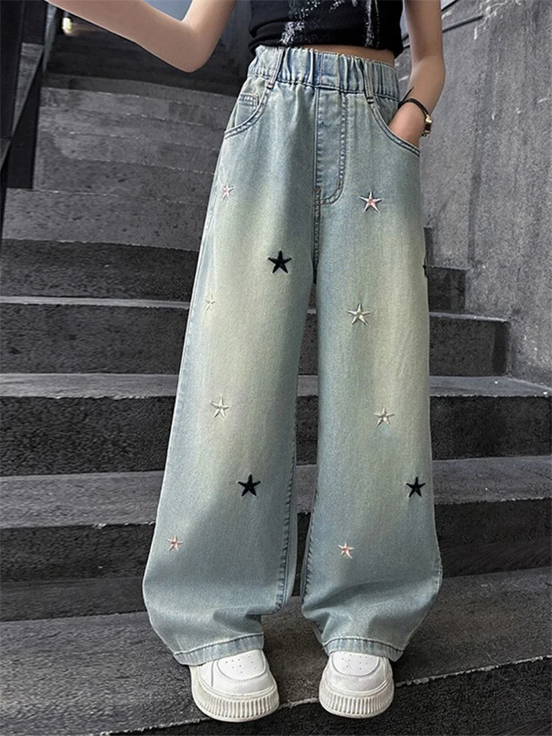 Pantalones vaqueros sueltos para niñas primavera otoño