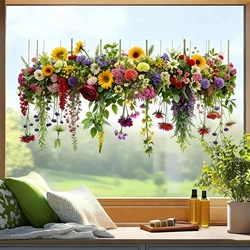 Pegatinas para ventanas reutilizables con flores vibrantes