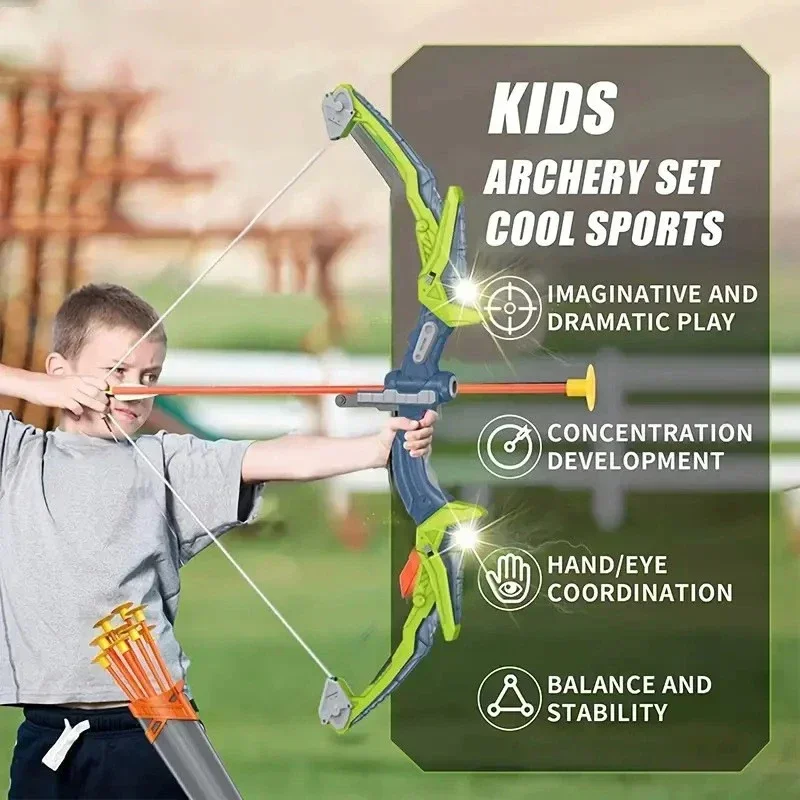 Arco y flecha iluminado para niños – Juego de tiro al aire libre - imagen 5