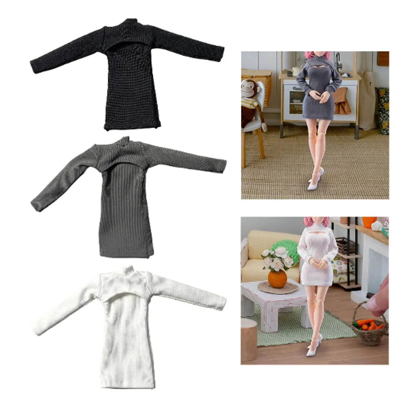 Vestido elástico para muñeca femenina miniatura, fácil de poner - imagen 5