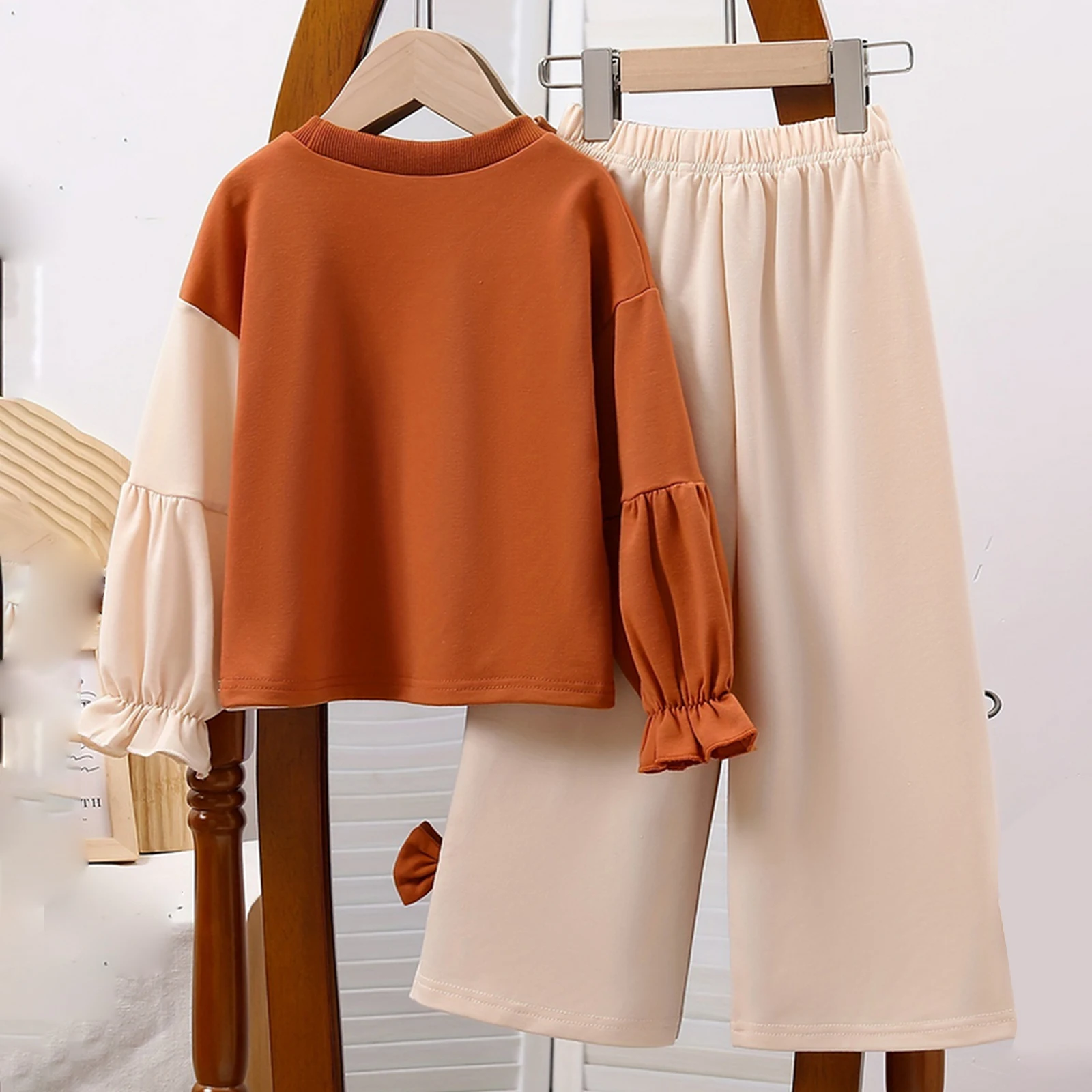 Conjunto para niña dos piezas con lazo y pantalón de otoño - imagen 3